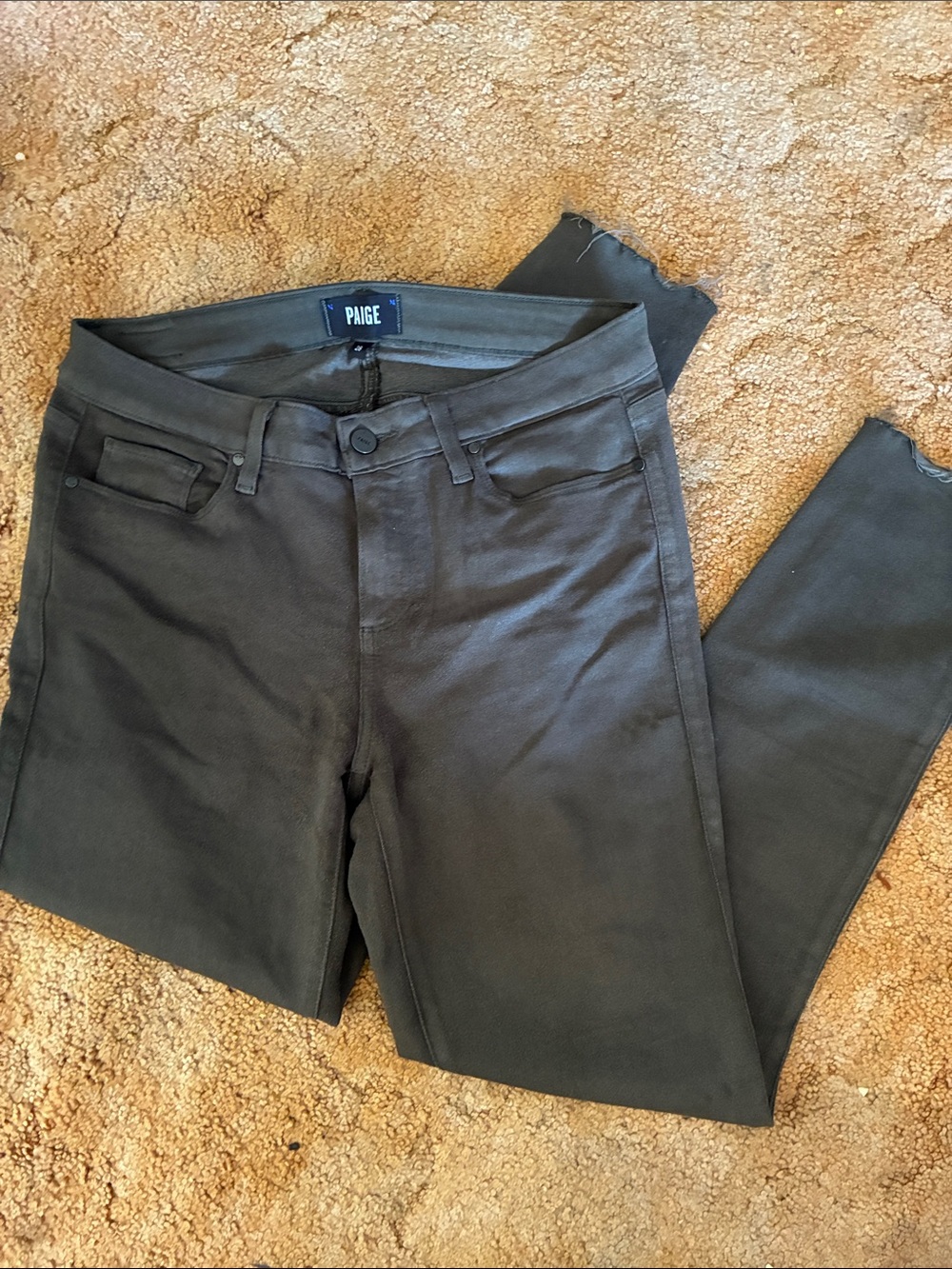 PAIGE Black Coated Skinny Jeans